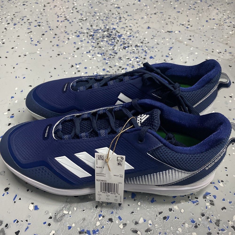 NEW Adidas Icon 7 Low Top‎ Metal Baseball Cleats Navy White S23853 Men's Size 13